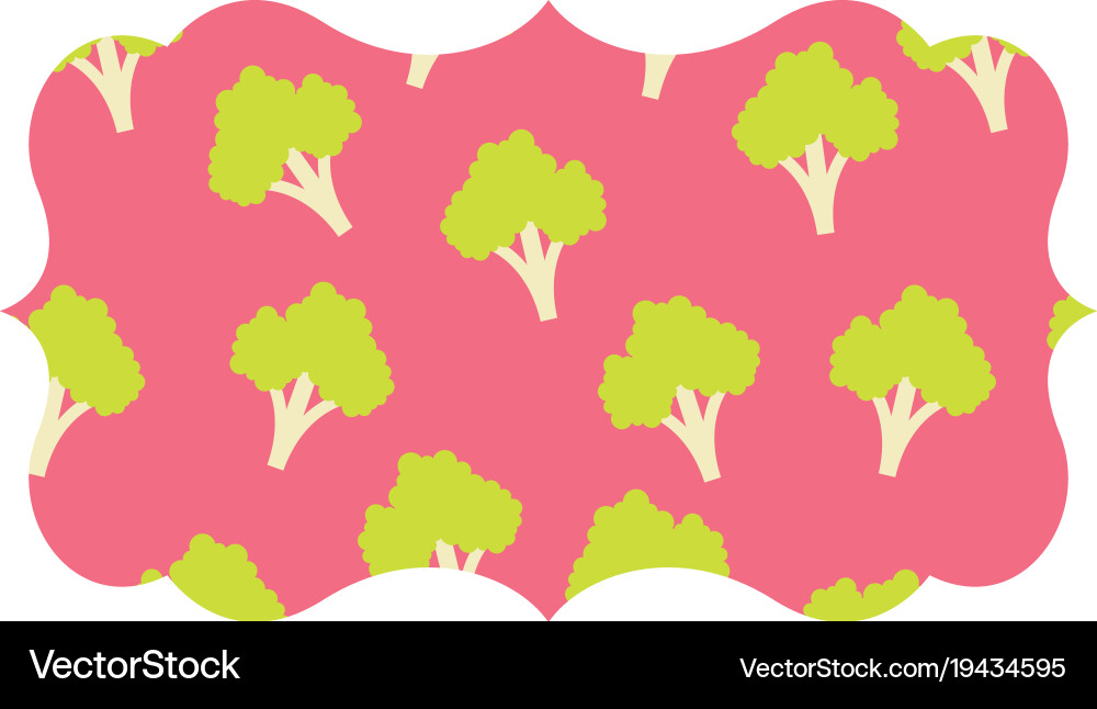 Frame with broccoli pattern background Vector Image