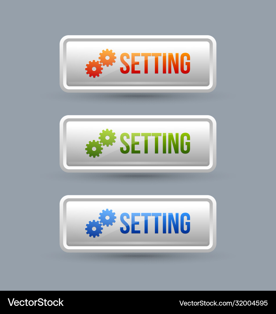 Glossy setting buttons vector image