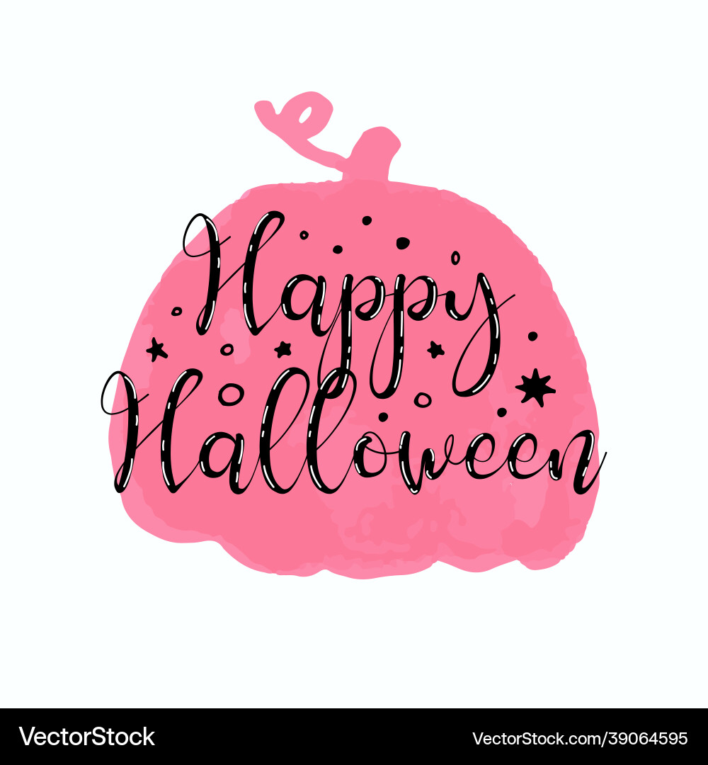 Happy halloween hand gezeichnete Schrift auf rosa Happy halloween hand gezeichnete Schrift auf rosa vektorbild