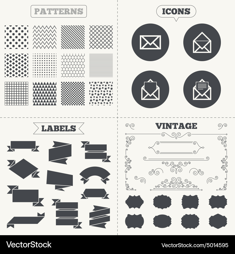 Mail envelope icons message document symbols Vector Image