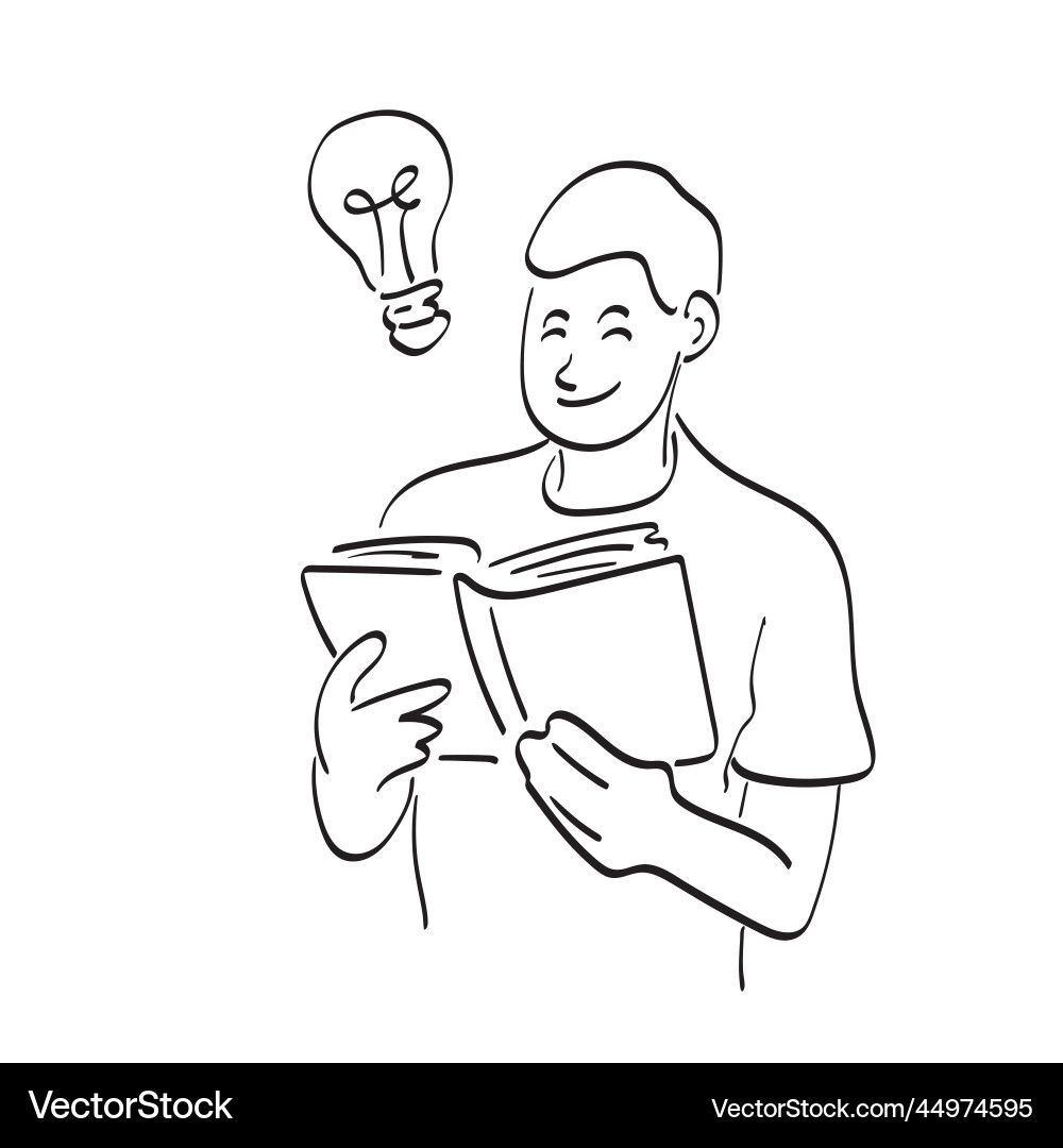 Man Reading Book with Lightbulb vector image