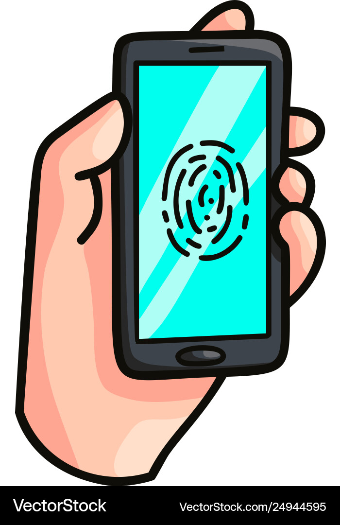 Modern smartphone device with fingerprint security Modern smartphone device with fingerprint security vector image