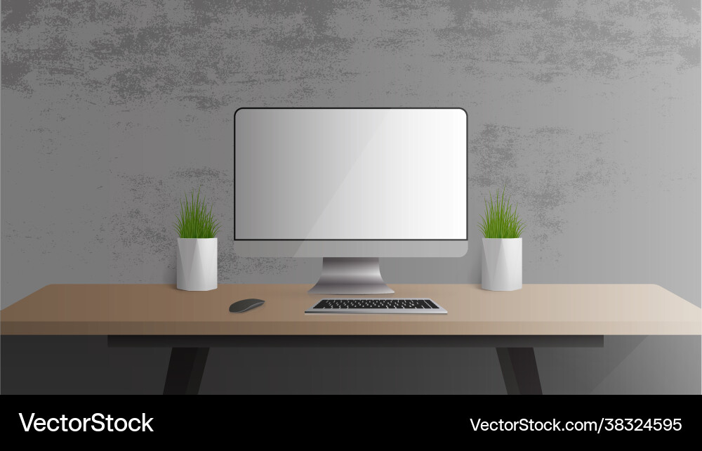 Office workplace monitor keyboard computer mouse Vector Image