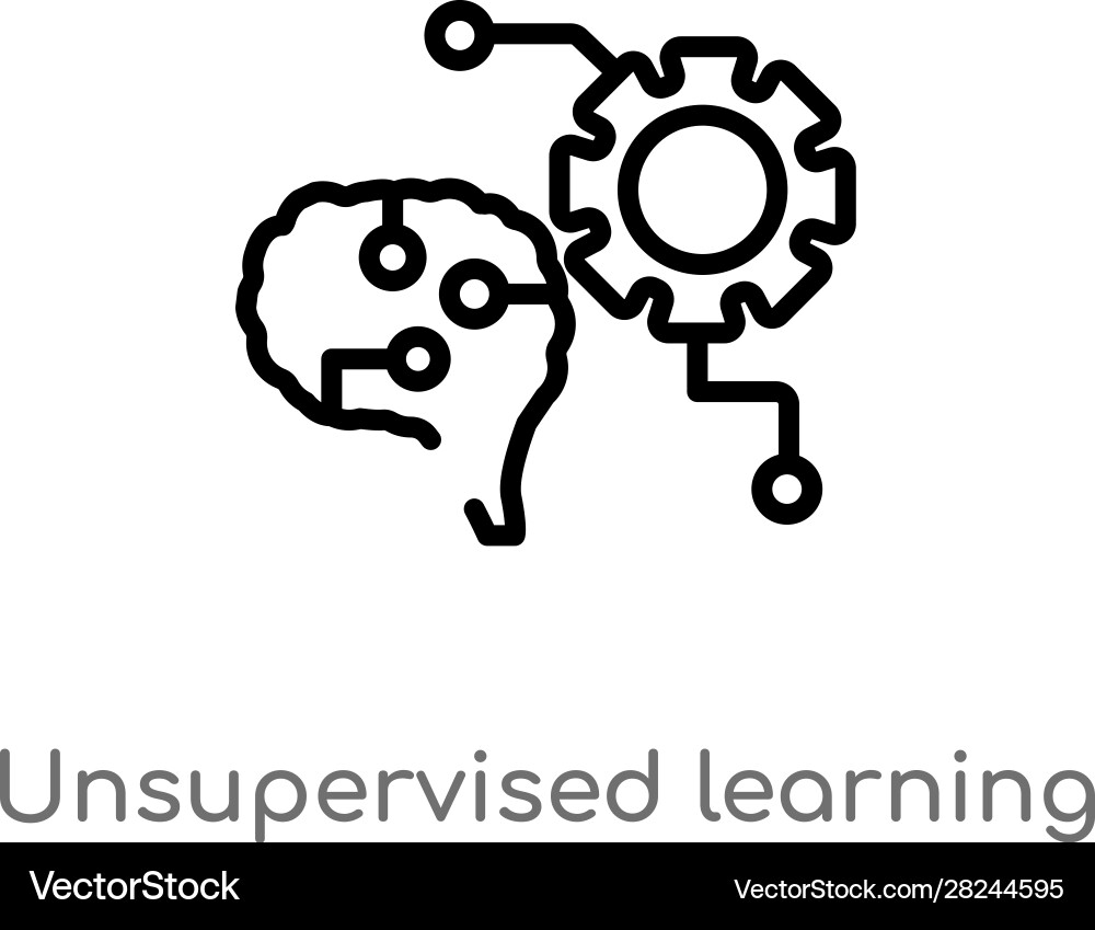 Outline unsupervised learning icon isolated black Outline unsupervised learning icon isolated black Vector Image