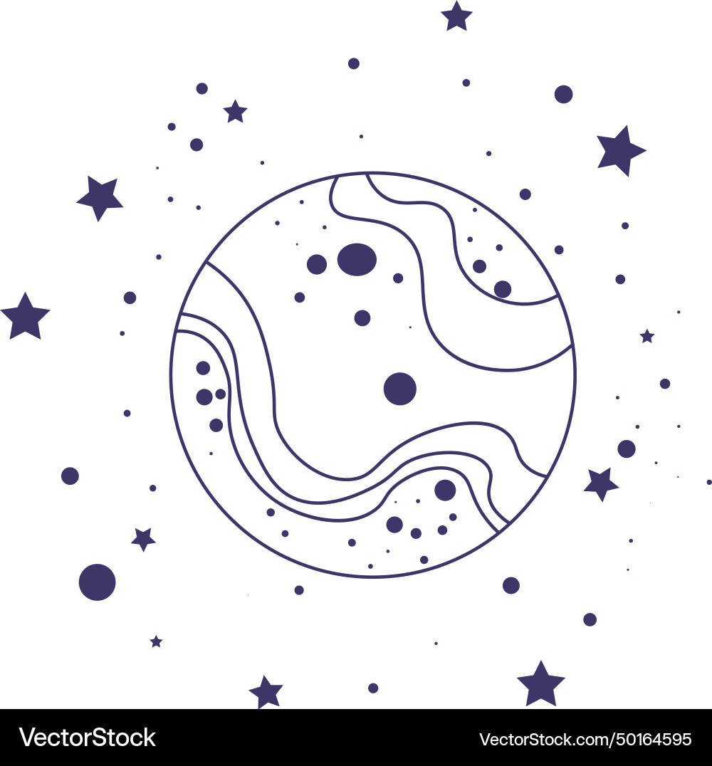 Planet in cosmos with stars and dots design Planet in cosmos with stars and dots design vector image