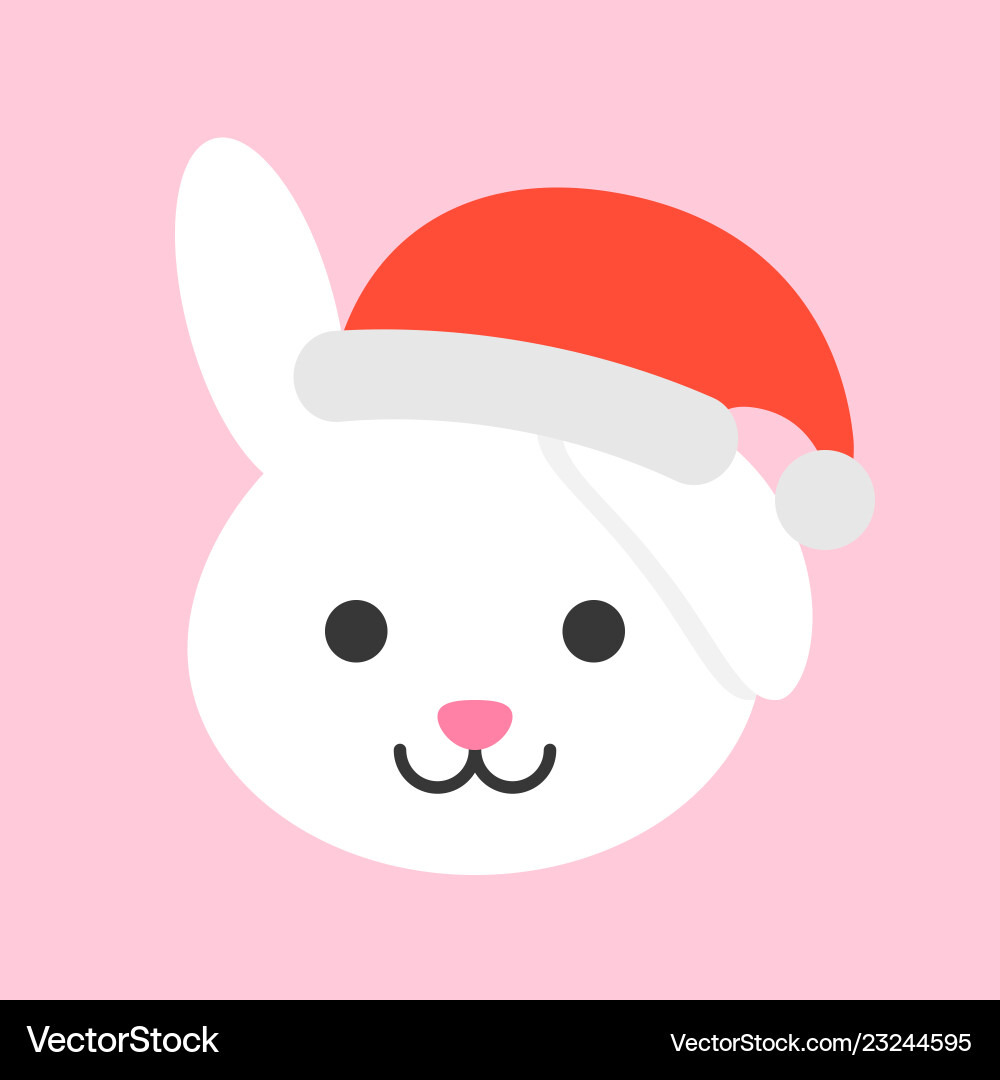 Rabbit wearing santa hat flat icon design Vector Image