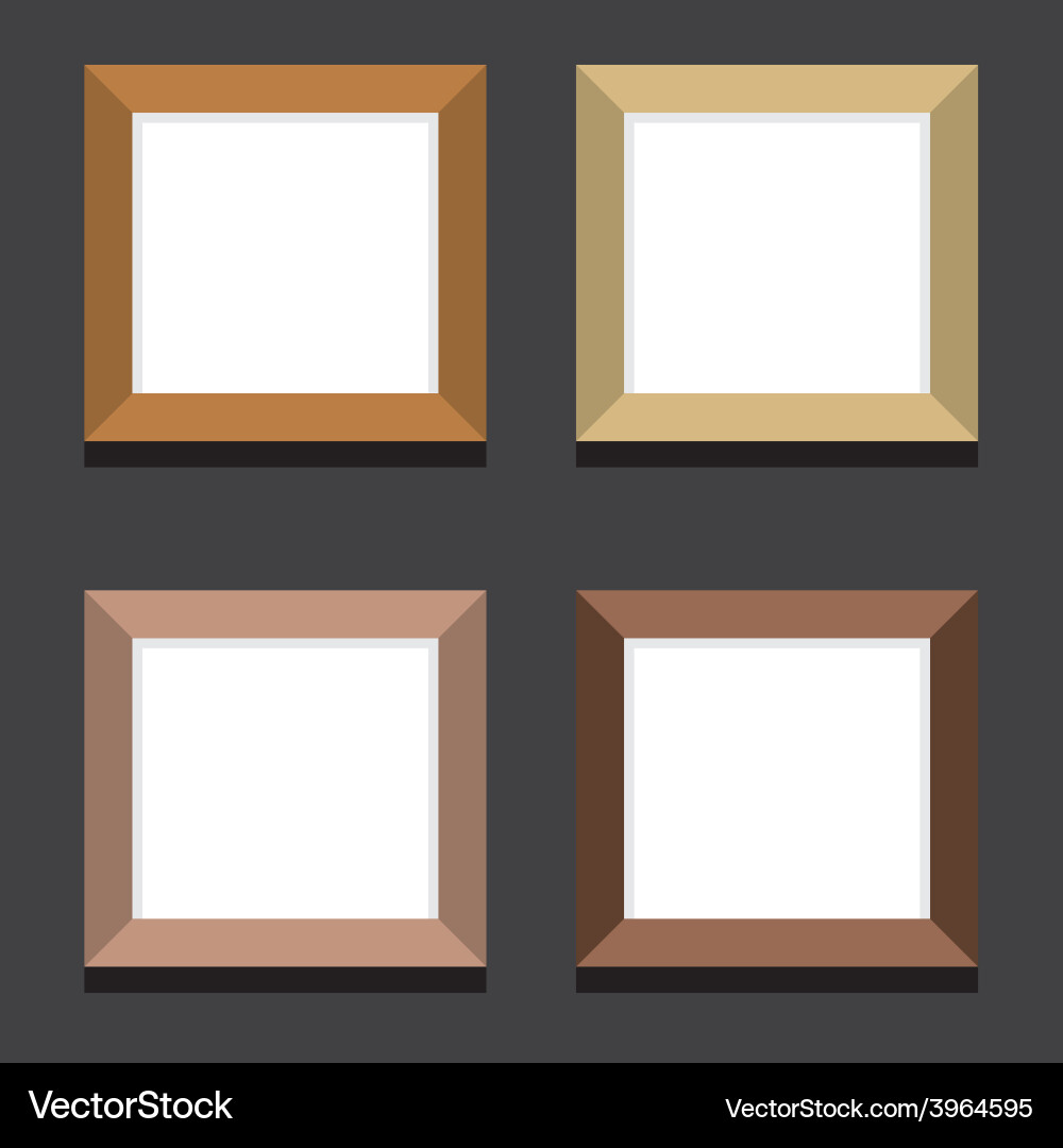 Set of empty square picture frames on black vector image