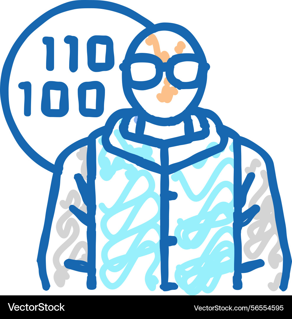 Software engineer worker icon doodle Software engineer worker icon doodle vector image