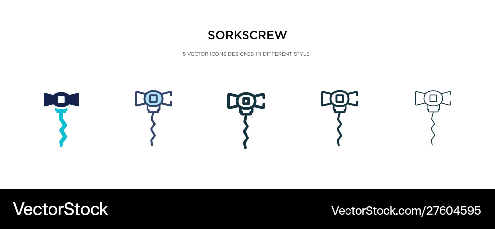 Sorkscrew icon in different style two colored vector image