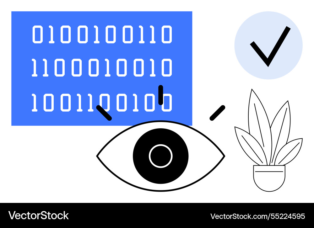 Visualizing data with binary code simplistic eye Visualizing data with binary code simplistic eye vector image
