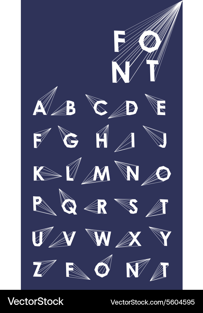 Wire low poly alphabet font with shadow vector image