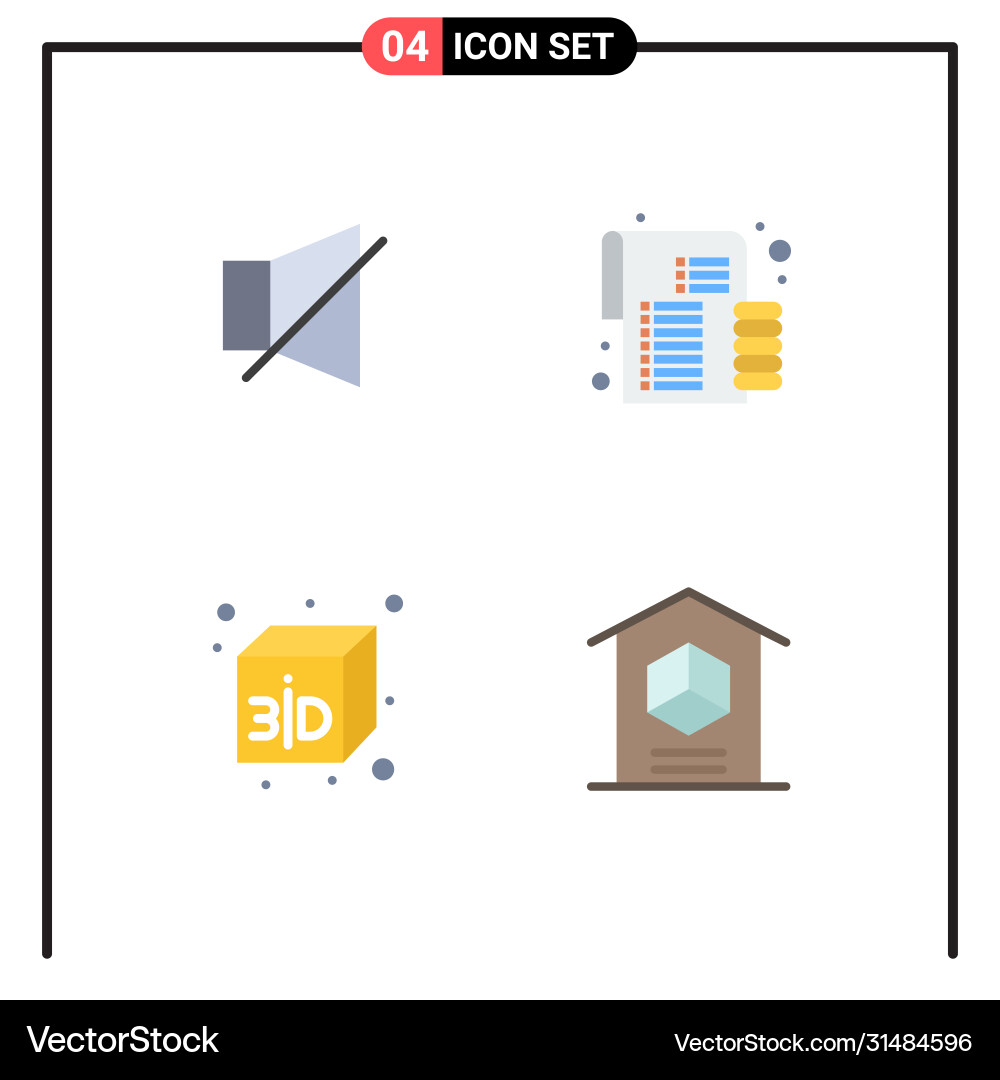 4 universal flat icons set for web and mobile Vector Image