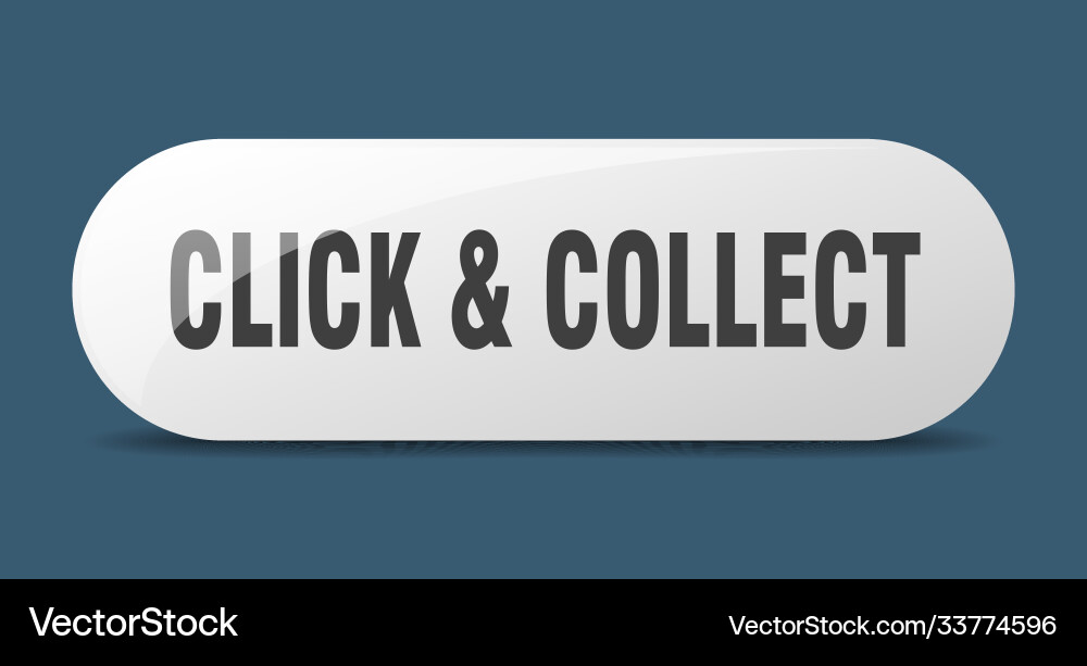 Click collect button sticker banner rounded Vector Image