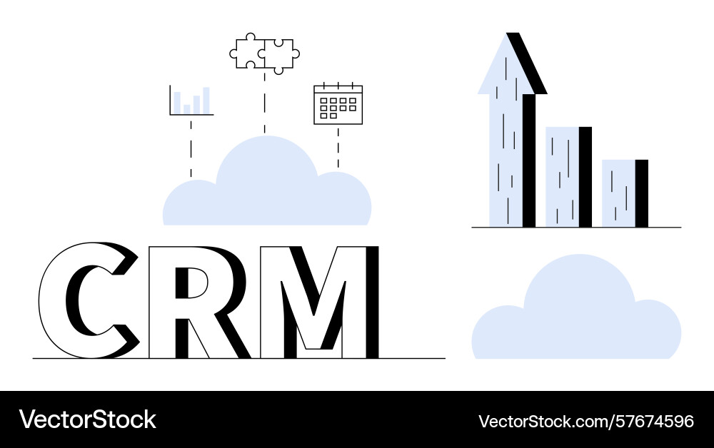 Cloud-based crm with performance metrics growth vector image