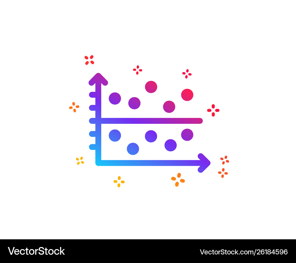 Dot plot graph icon presentation chart sign Vector Image