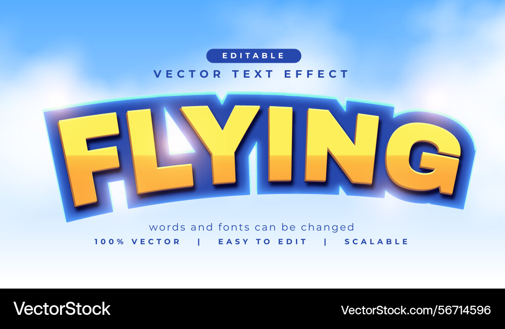 Editable flying text style with cloudy effect vector image