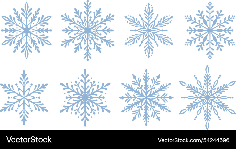 Elegant snowflake pattern set delicate hand drawn Elegant snowflake pattern set delicate hand drawn vector image