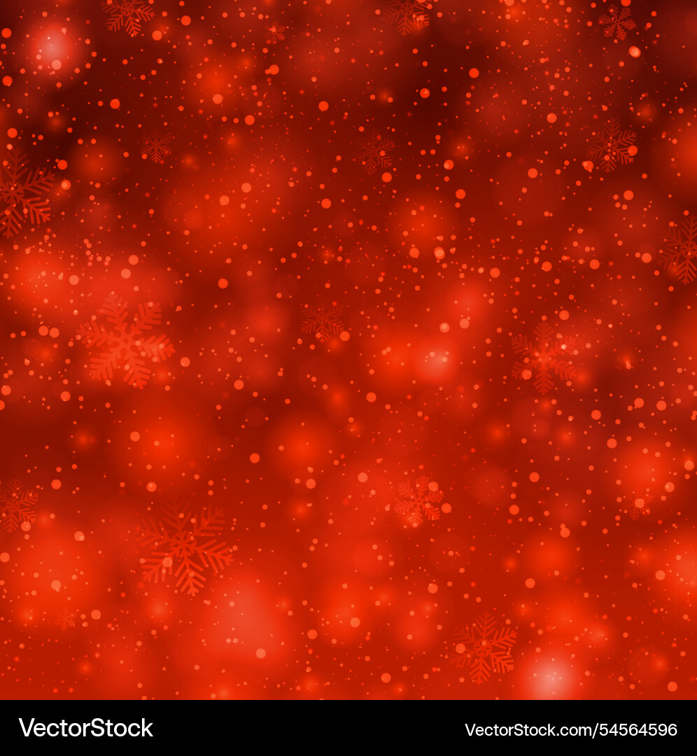 Festive red background with snowflakes and bokeh Festive red background with snowflakes and bokeh vector image