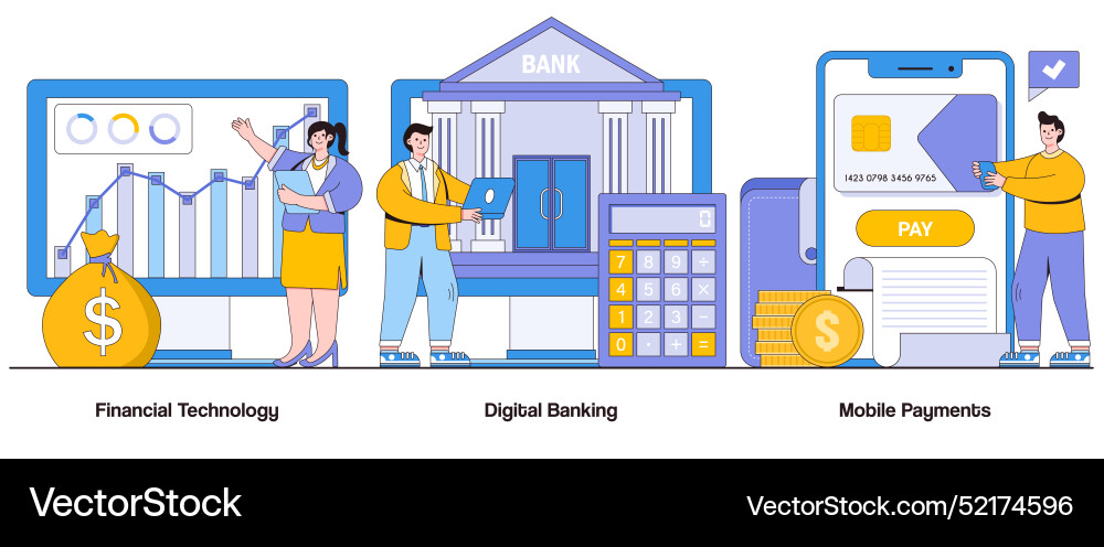 Financial technology digital banking mobile Financial technology digital banking mobile vector image