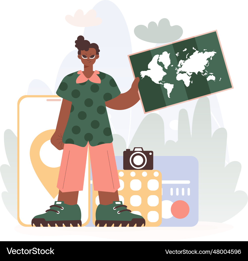 Man holding a chart unveiling progressed skylines Vector Image