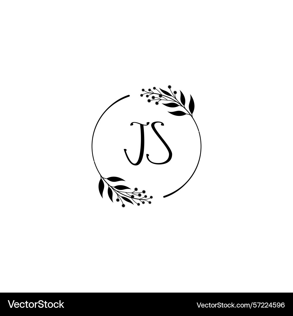Minimalist botanical monogram js logo design Vector Image