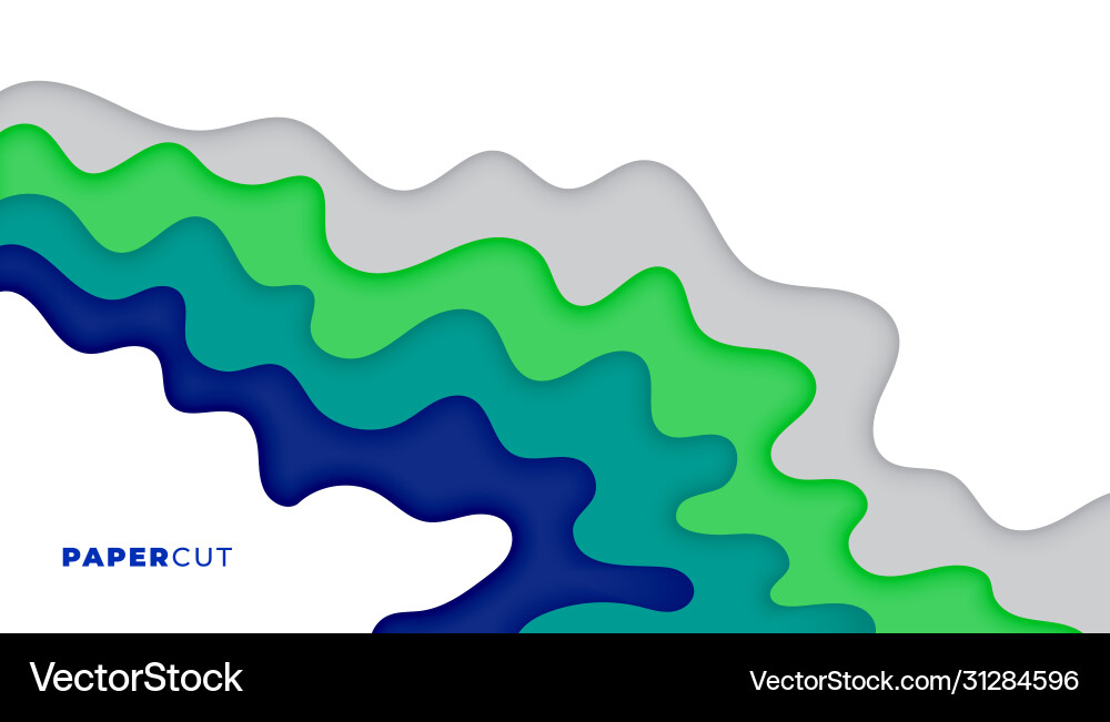 Papercut style background with wavy fluid curve vector image