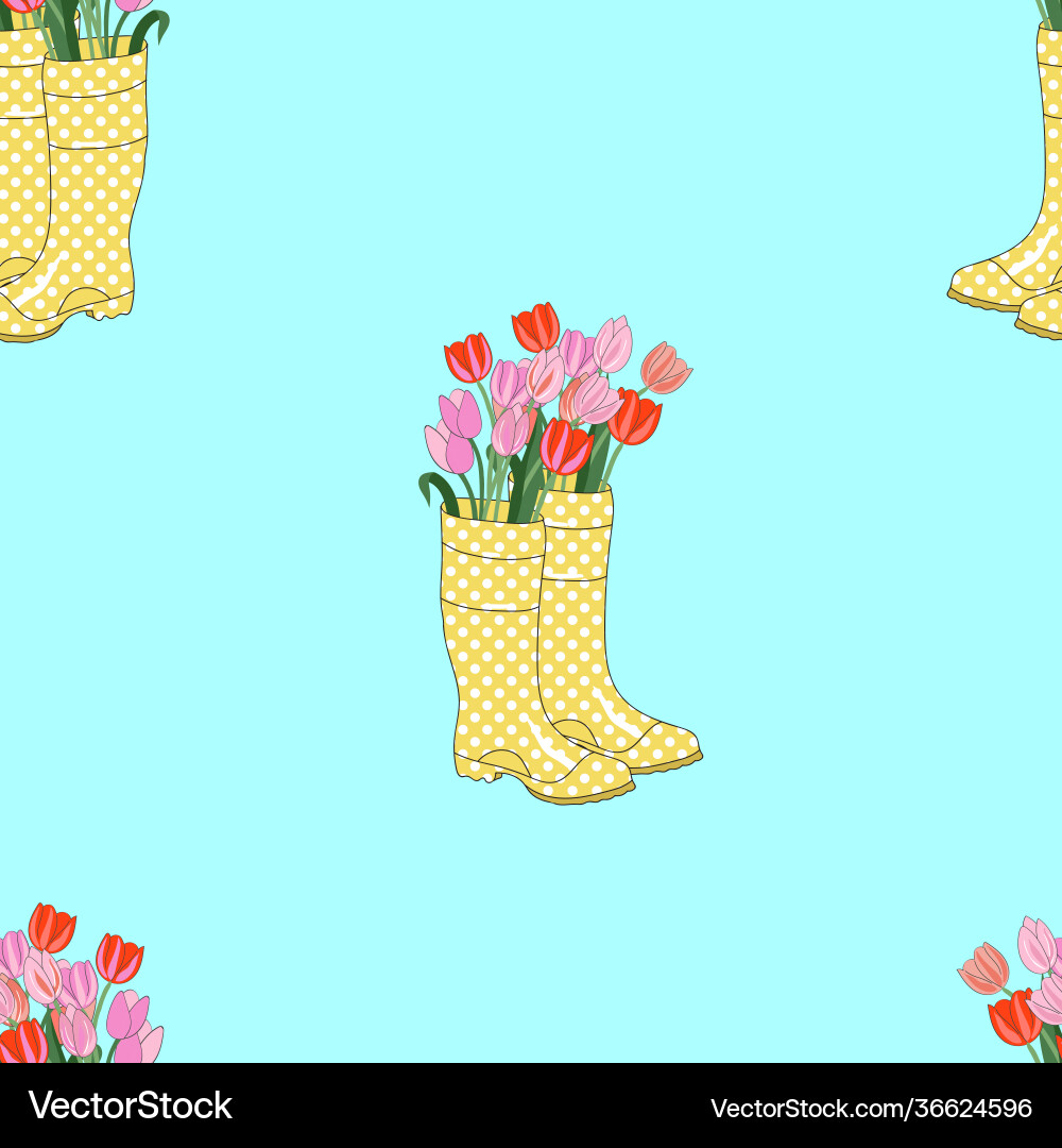 Repeat pattern with rubber rain boots Repeat pattern with rubber rain boots vector image
