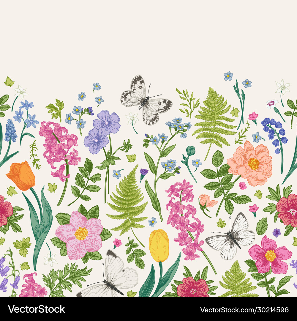 Seamless floral border Seamless floral border vector image