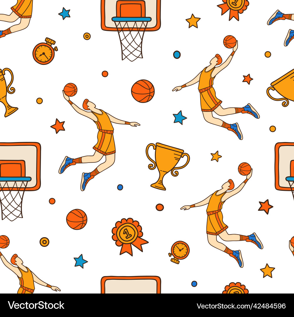 Seamless pattern with basketball object and symbol Seamless pattern with basketball object and symbol vector image