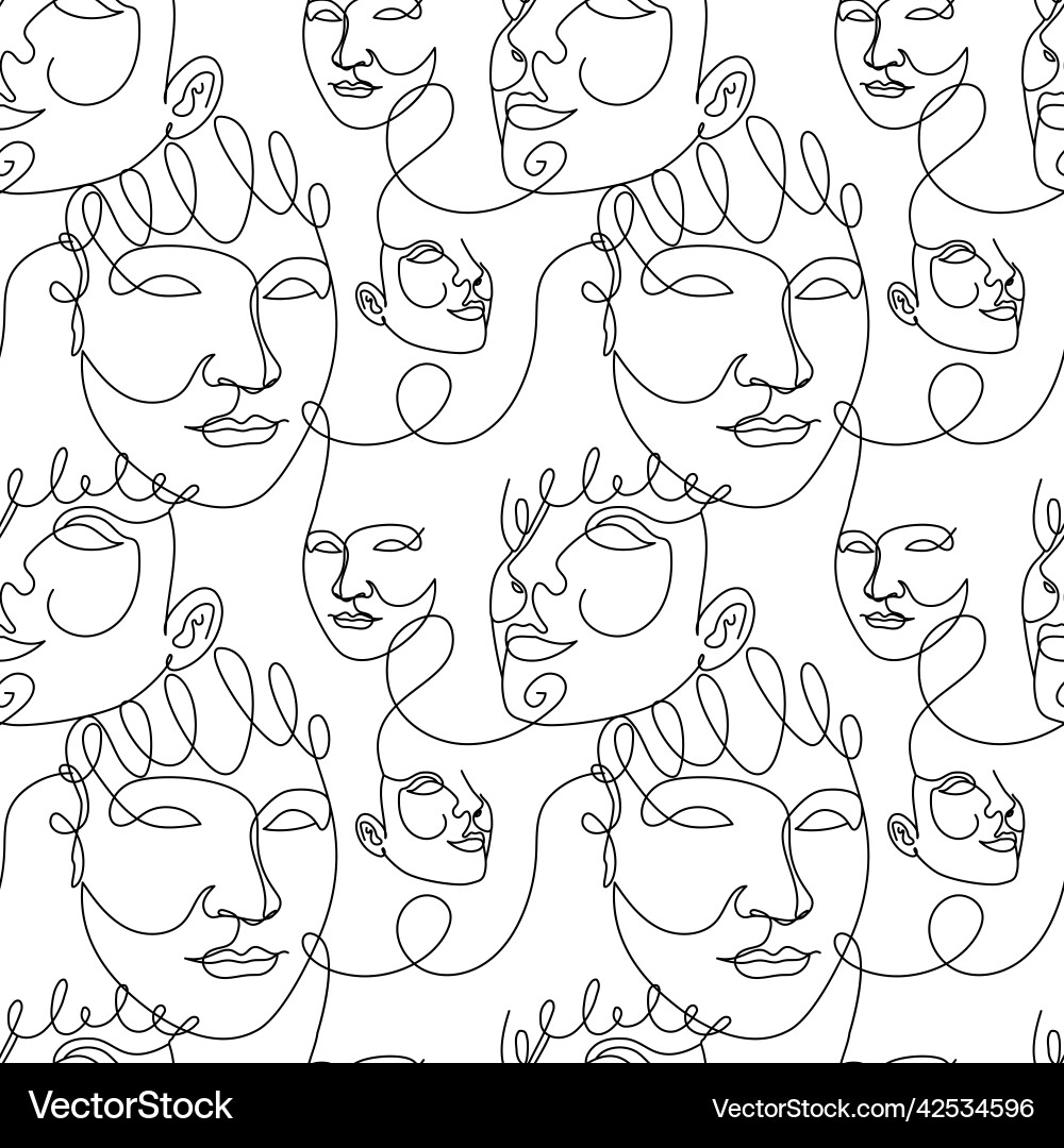 Seamless pattern with black one single line Vector Image