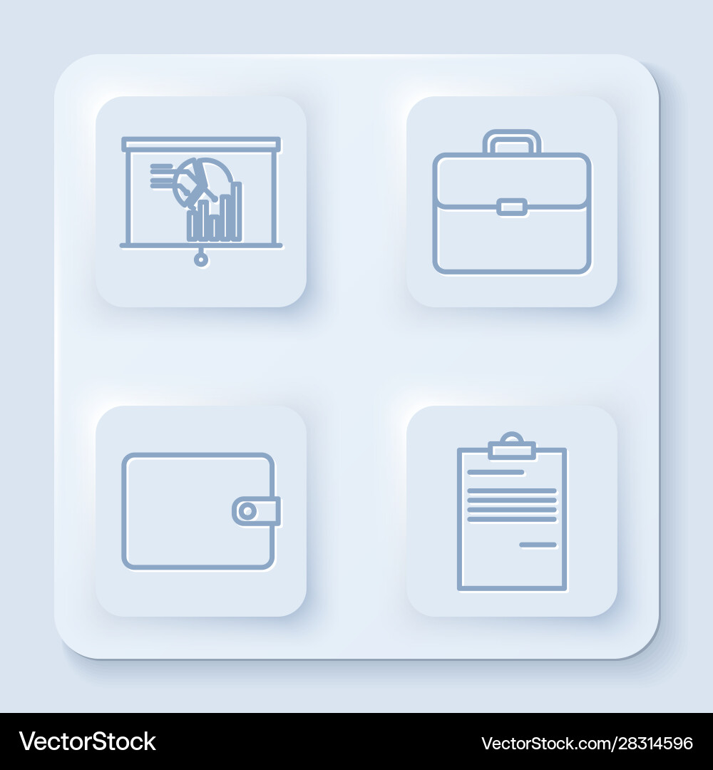 Set line board with graph chart briefcase wallet Set line board with graph chart briefcase wallet vector image