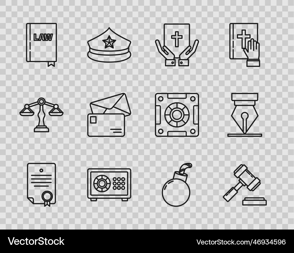 Set line certificate template judge gavel oath Set line certificate template judge gavel oath vector image