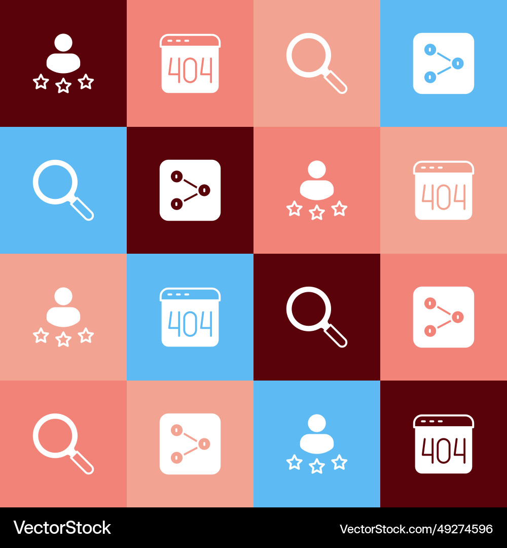 Set pop art consumer product rating page with 404 Set pop art consumer product rating page with 404 vector image