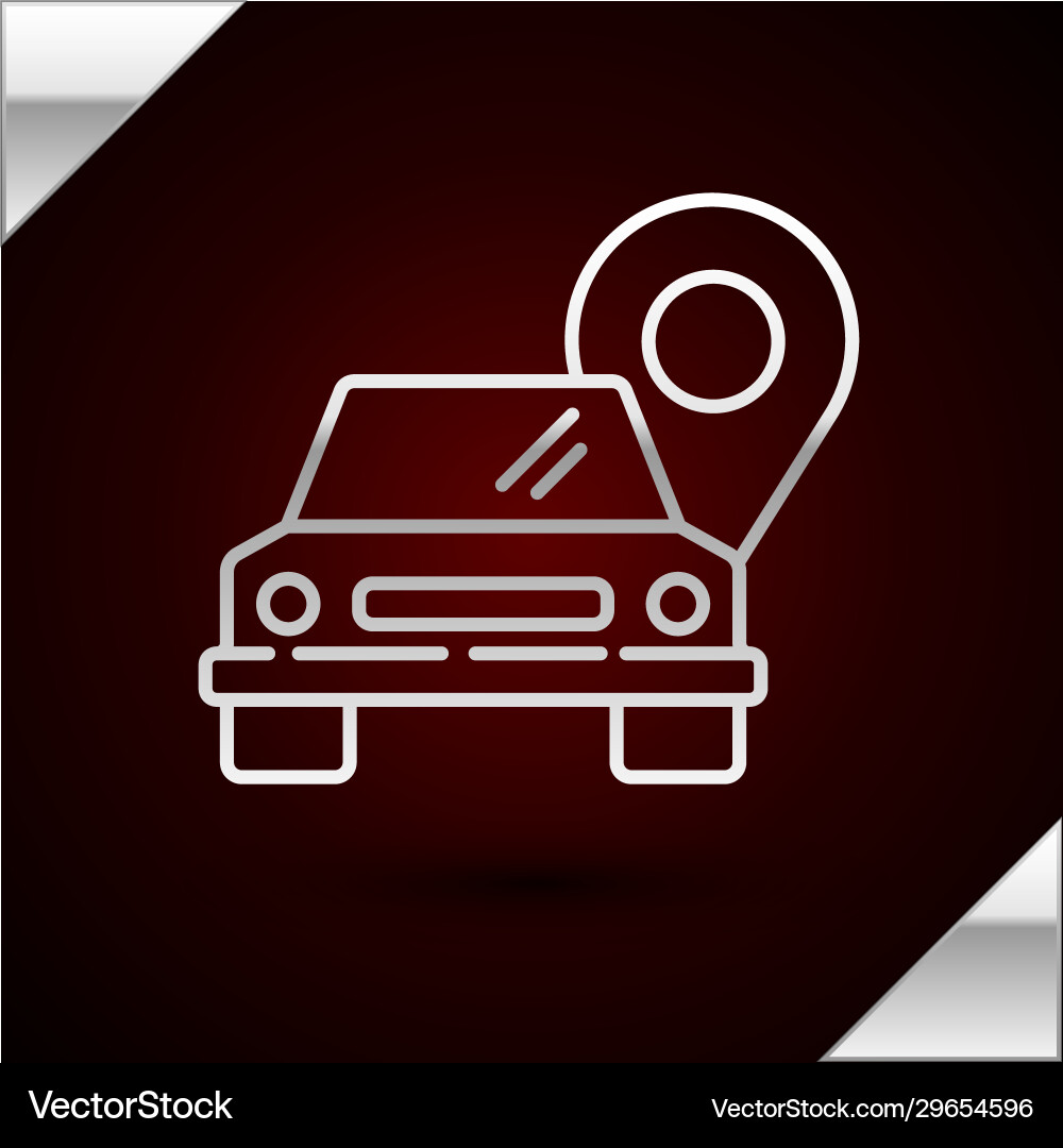 Silver line map pointer with taxi icon isolated Silver line map pointer with taxi icon isolated vector image