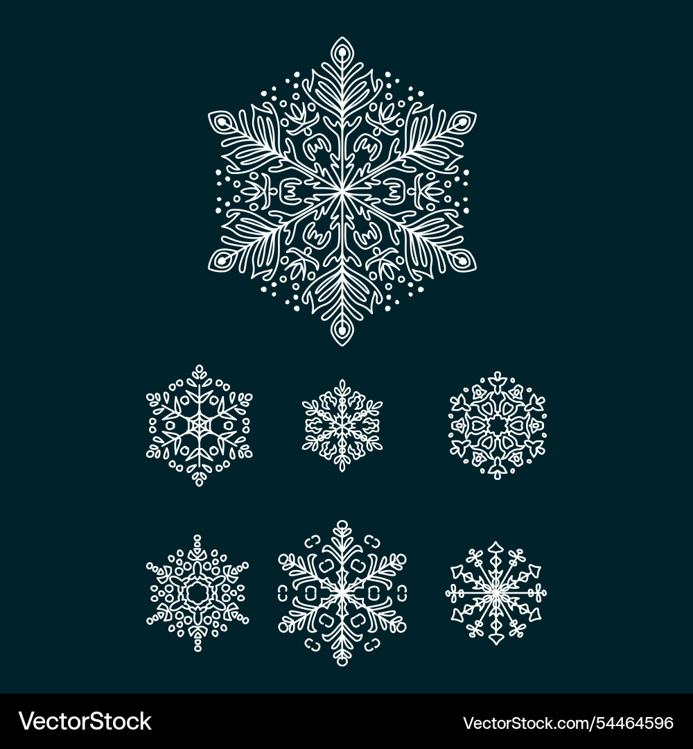 Snowflake set hand drawn isolated Snowflake set hand drawn isolated Vector Image