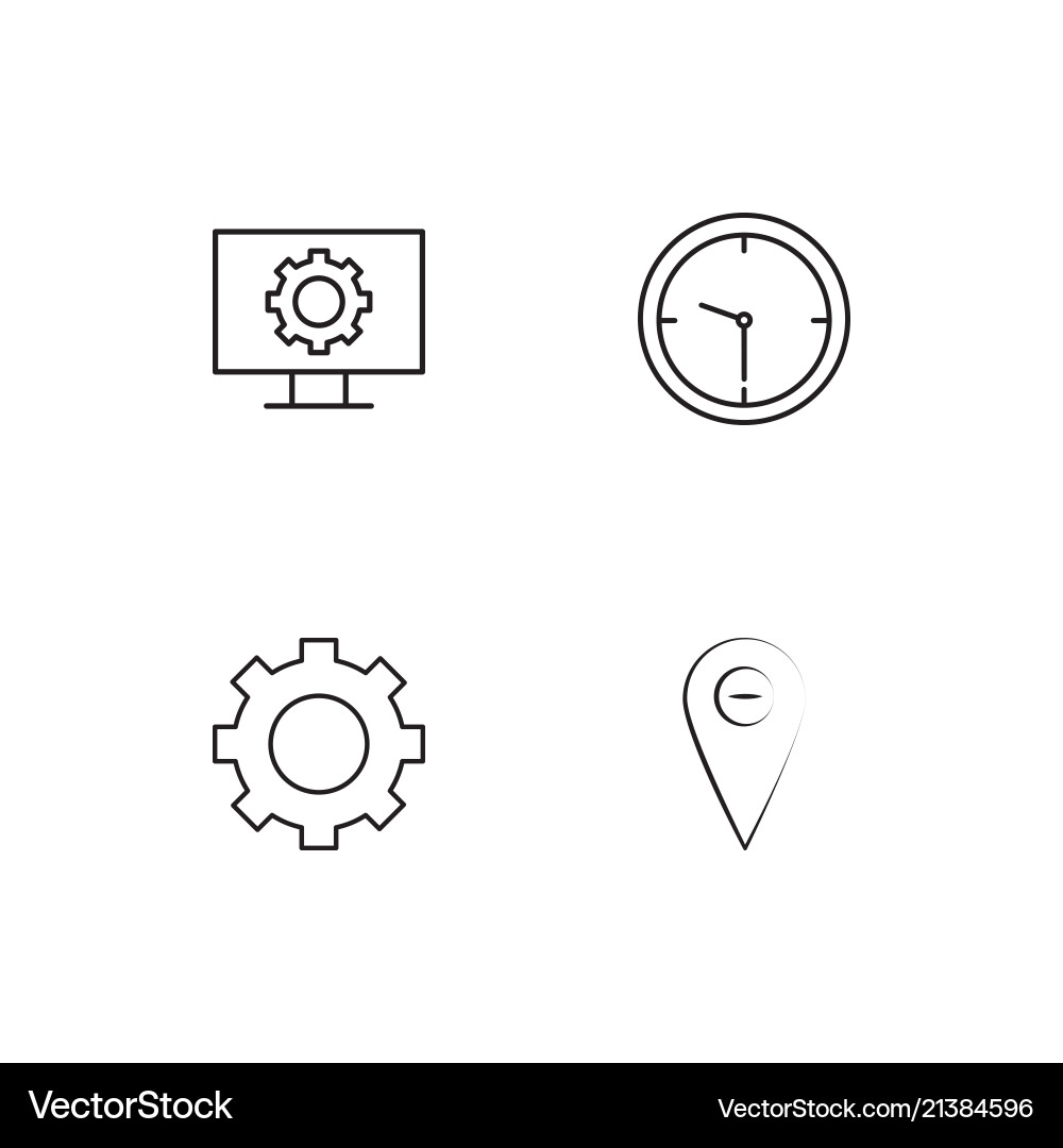 Time linear icons set simple outline vector image