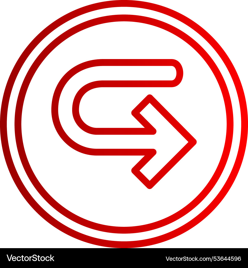 Turn right arrow line gradient icon Vector Image