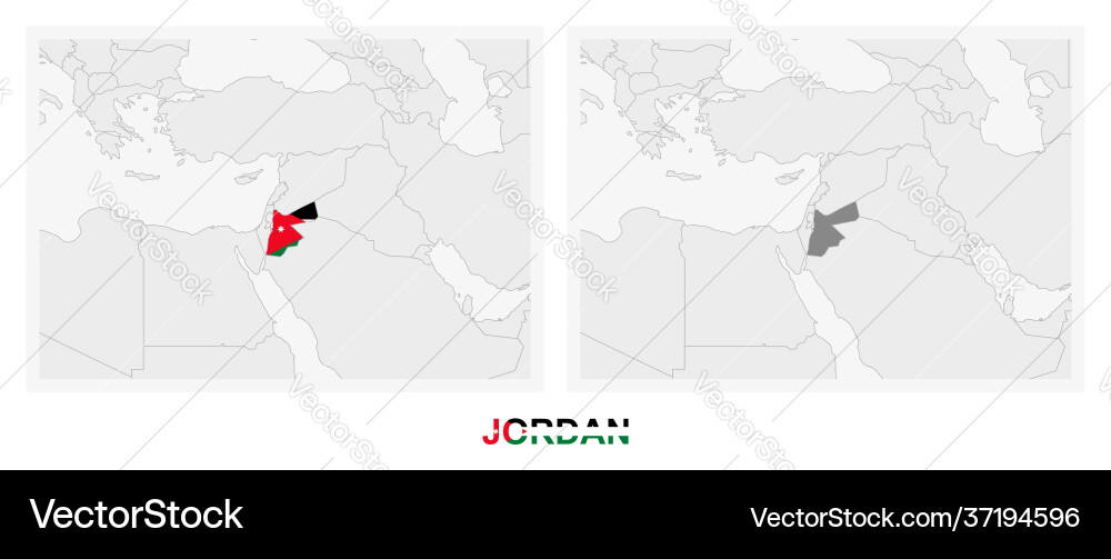 Two versions map jordan with flag Two versions map jordan with flag vector image