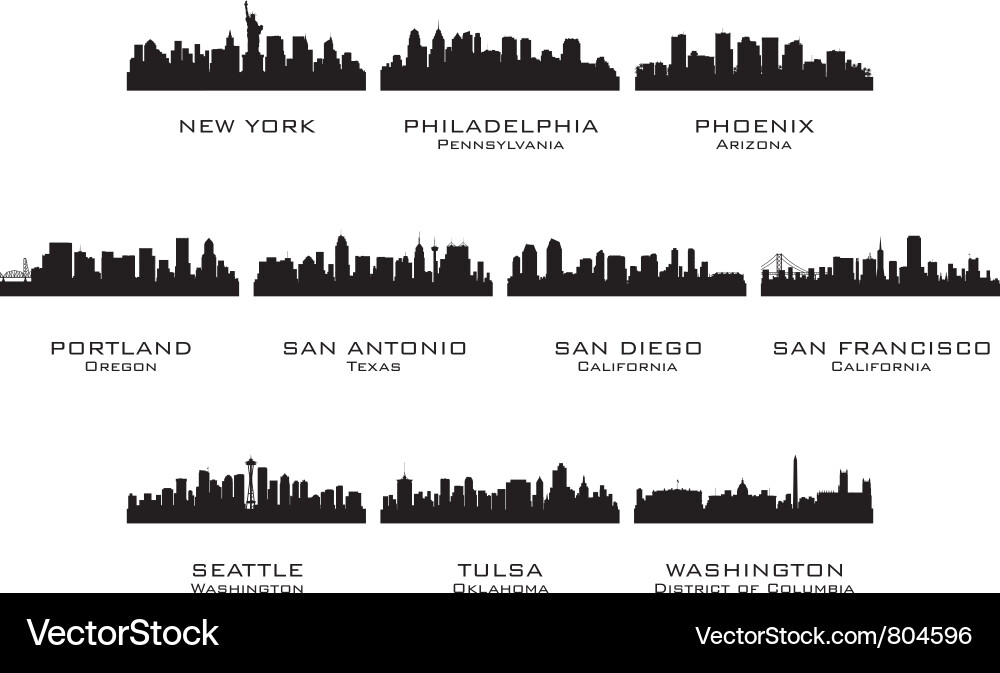 USA City Silhouettes vector image