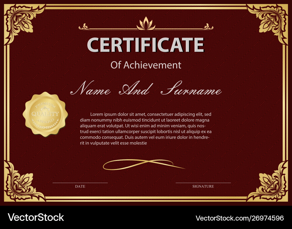 Vintage Certificate Template Royalty Free Vector Image