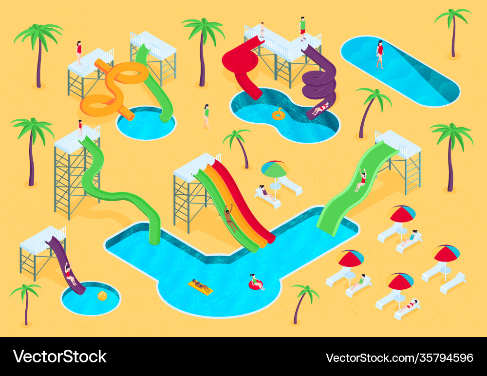 Water aqua park composition Royalty Free Vector Image