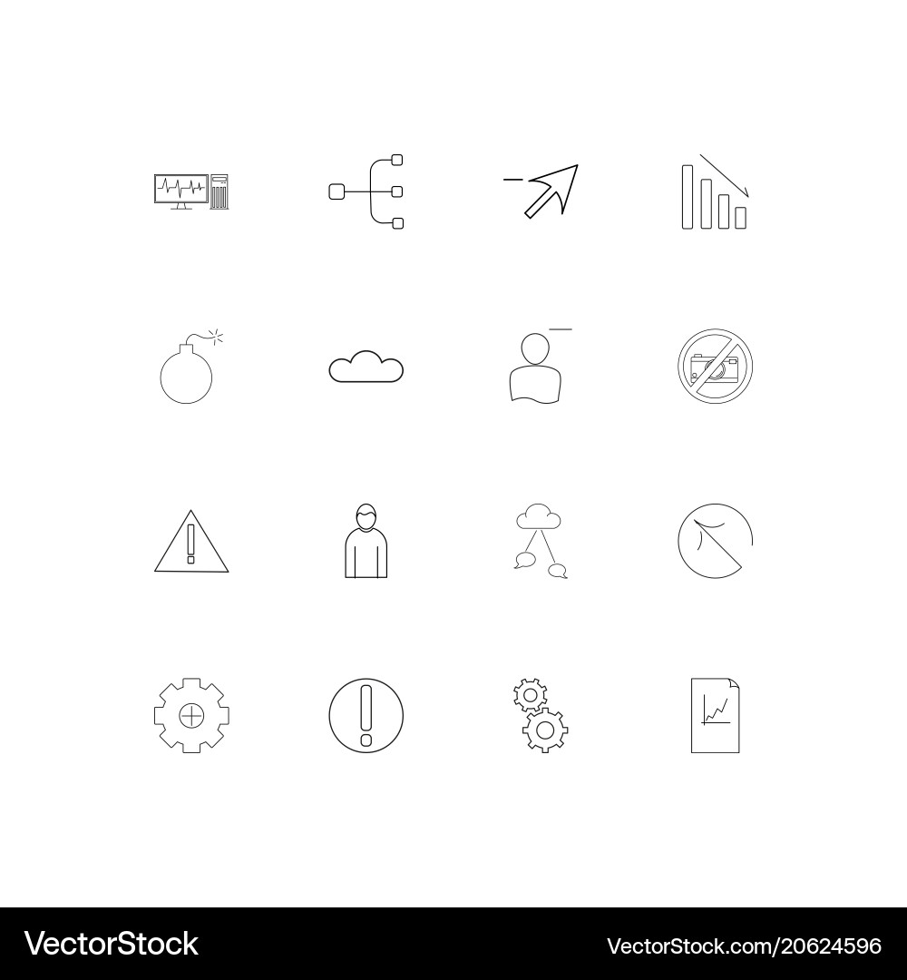 Web and text simple linear icons set outlined Vector Image