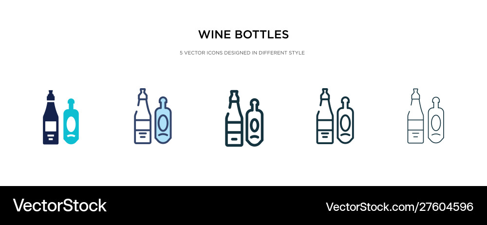 Wine bottles icon in different style two colored Wine bottles icon in different style two colored vector image