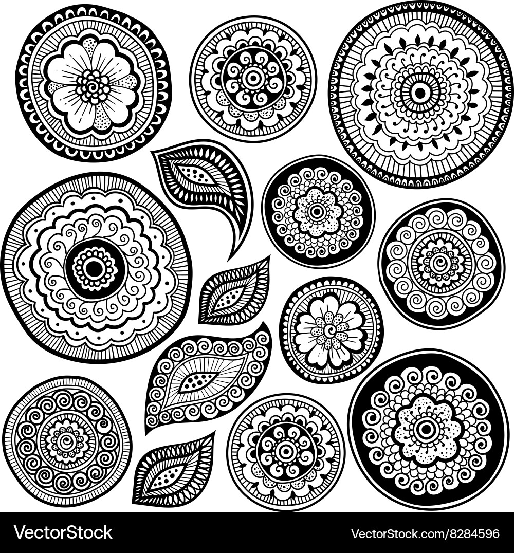 Zen-tangle elements for your creation vector image