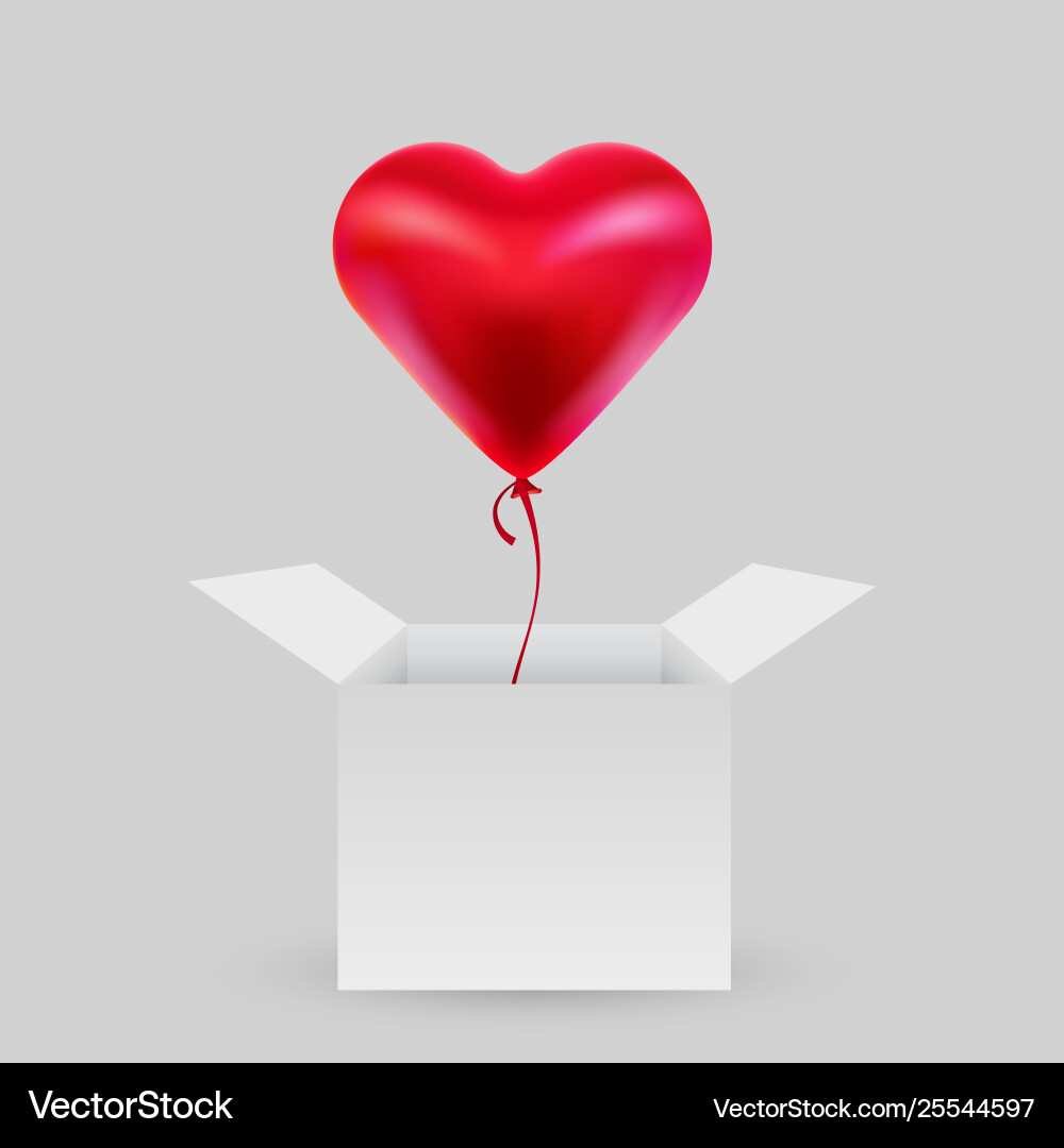 Balloon in shape a heart with an open box Balloon in shape a heart with an open box Vector Image