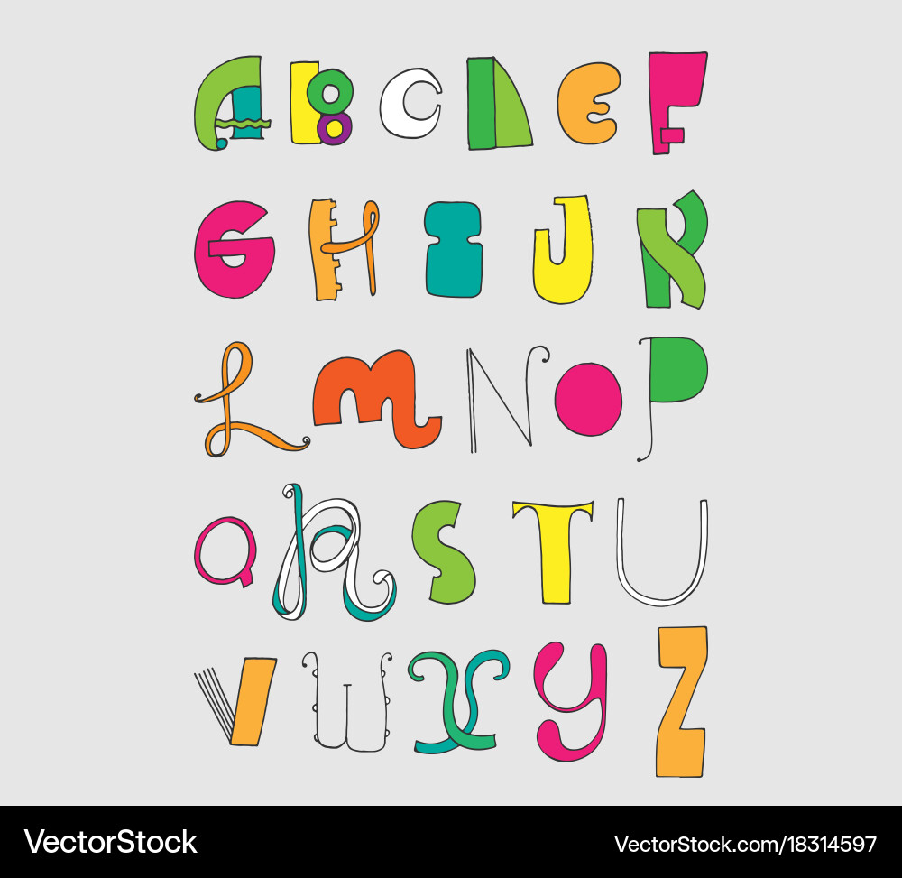 Bright letters sequence from a to z vector image