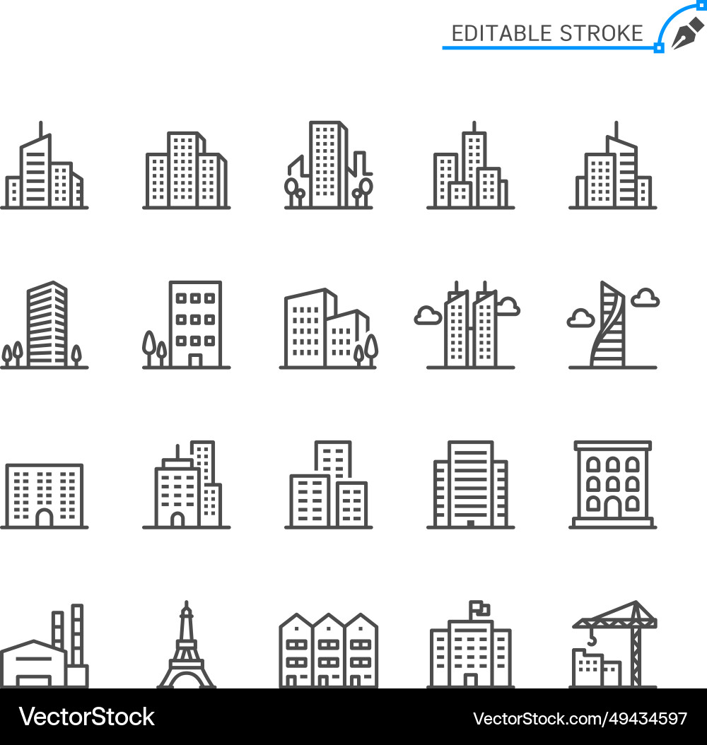 Building Line Icons - Editable Stroke vector image