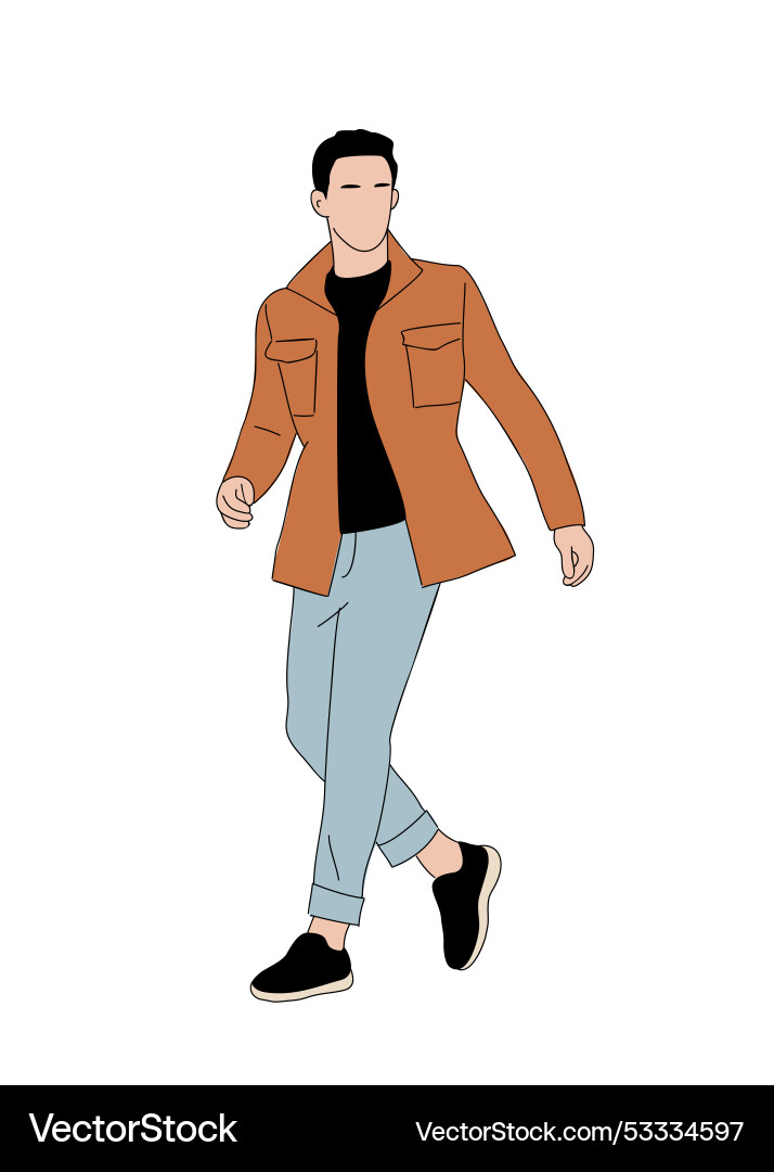 Business man in casual attire walking side view Business man in casual attire walking side view vector image