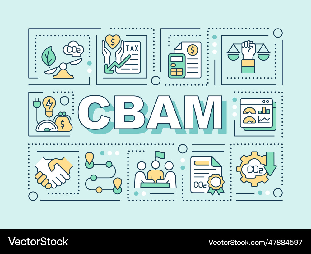 Cbam text with icons concept Vector Image