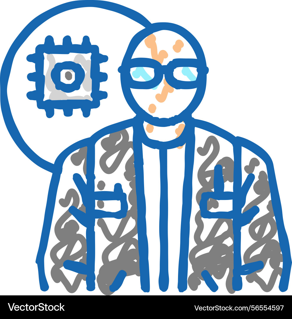 Electronics engineer worker icon doodle Vector Image